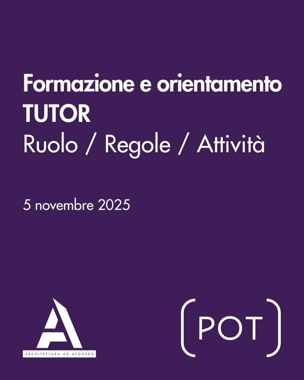 Locandina Formazione tutor POT Architettura e Urbanistica
